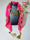 Scarf Styled with Pendant Necklace
