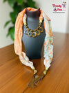 Scarf Styled with Pendant Necklace