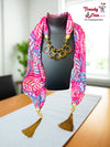 Scarf Styled with Pendant Necklace