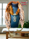 Scarf Styled with Pendant Necklace