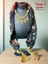 Scarf Styled with Pendant Necklace