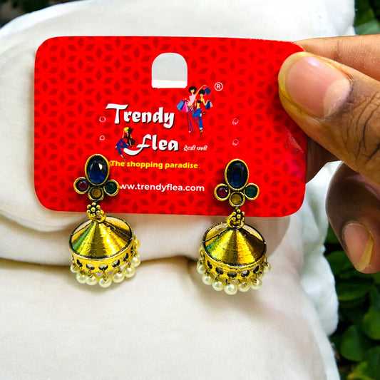 Oxidised Golden Jhumka