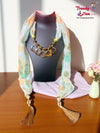 Scarf Styled with Pendant Necklace